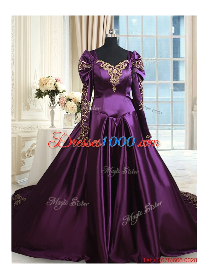 Beautiful Off the Shoulder Taffeta Zipper Up Quinceanera Dress with Chapel Train