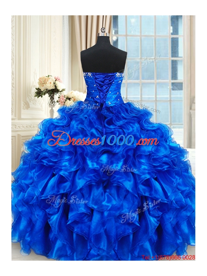 Best Selling Beaded and Ruffled Sweetheart Quinceanera Dress in Royal Blue