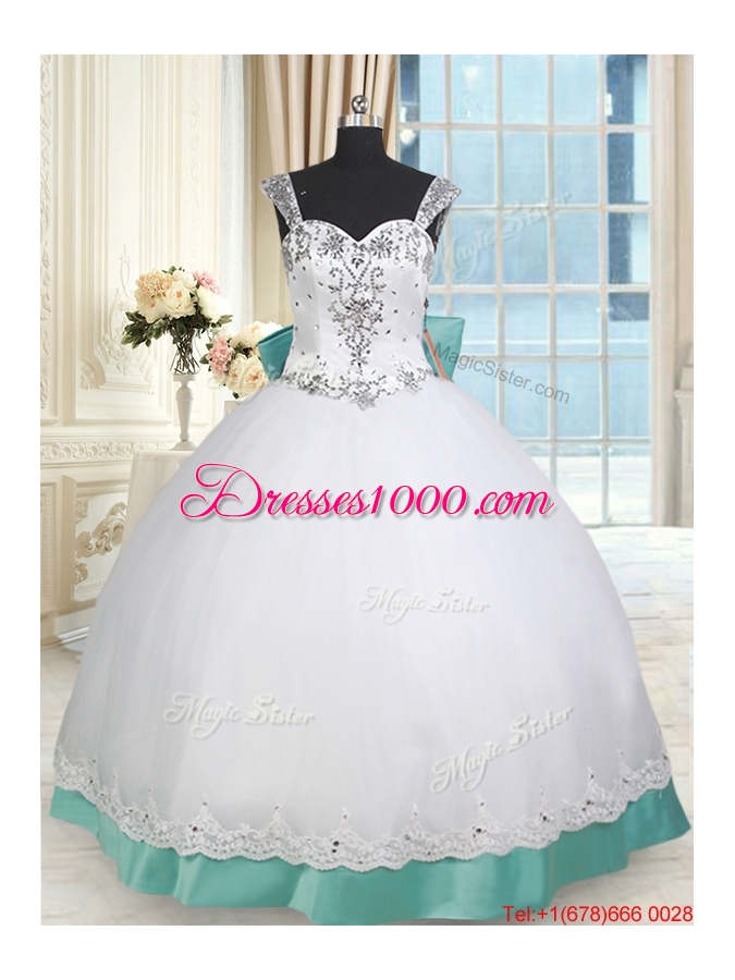 Discount Straps Taffeta and Tulle Quinceanera Dress with Lacework and Bowknot