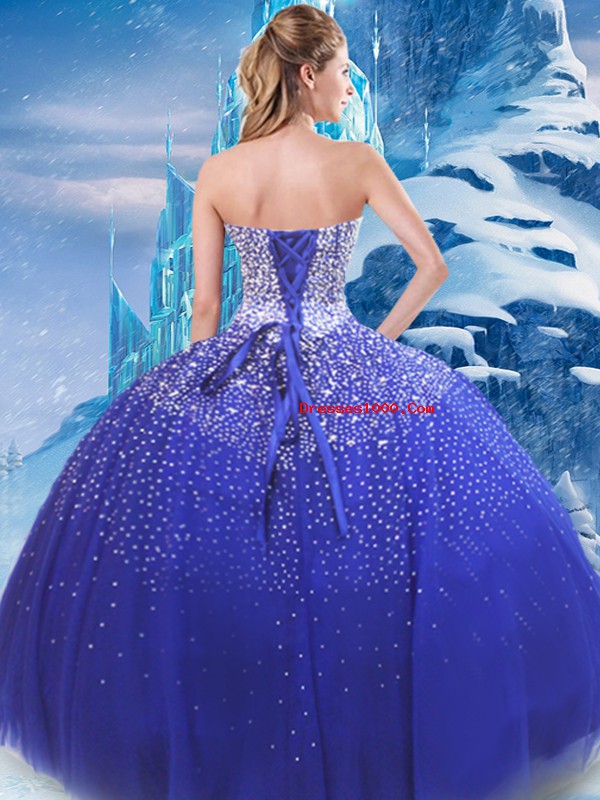 Beautiful Floor Length Ball Gowns Sleeveless Blue Quinceanera Gown Lace Up