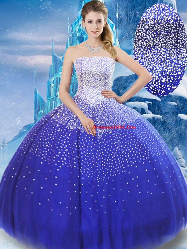 Beautiful Floor Length Ball Gowns Sleeveless Blue Quinceanera Gown Lace Up