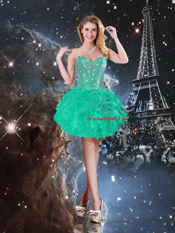 Edgy Sweetheart Sleeveless Lace Up Quinceanera Dresses Turquoise Organza