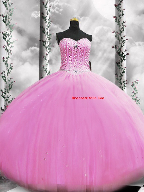 Sleeveless Lace Up Floor Length Beading 15 Quinceanera Dress