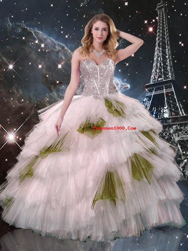 Glamorous Floor Length Champagne Sweet 16 Quinceanera Dress Sweetheart Sleeveless Lace Up