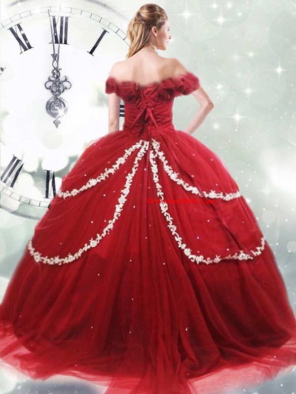 Fantastic Wine Red Ball Gowns Appliques and Pick Ups Quinceanera Dresses Lace Up Tulle Sleeveless