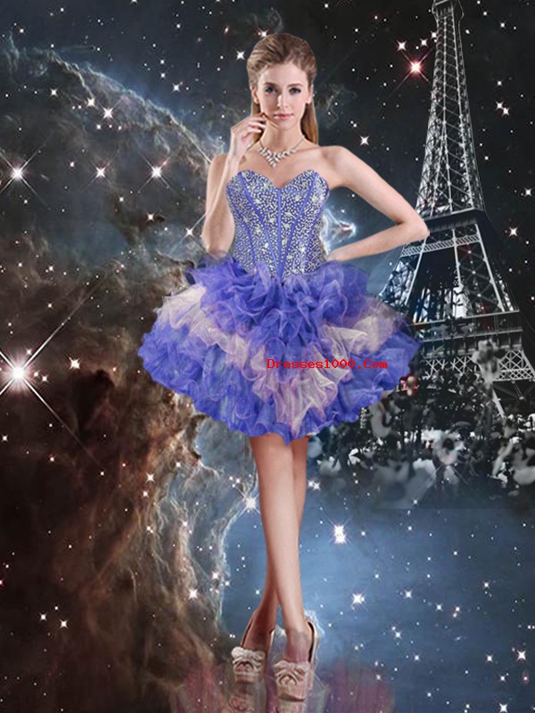 Sweetheart Sleeveless Lace Up Sweet 16 Quinceanera Dress Multi-color Organza