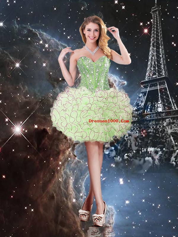 Fabulous Ball Gowns Beading and Ruffles Quinceanera Dresses Lace Up Organza Sleeveless Floor Length