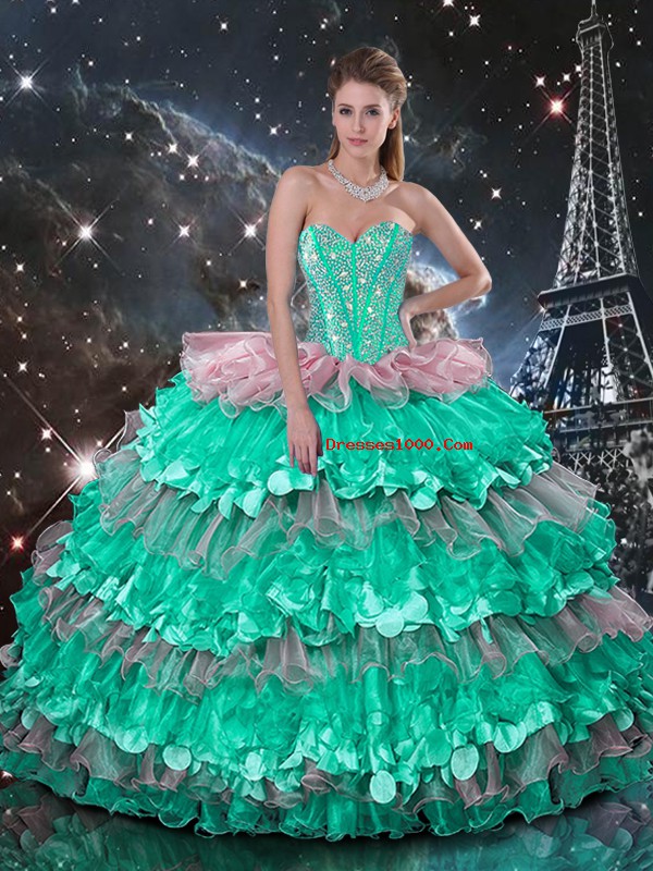 Ball Gowns Sweet 16 Quinceanera Dress Multi-color Sweetheart Organza Sleeveless Floor Length Lace Up