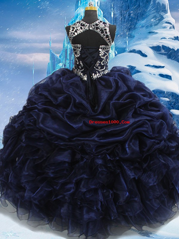 High-neck Sleeveless Taffeta Sweet 16 Dress Appliques and Ruffles and Pick Ups Lace Up