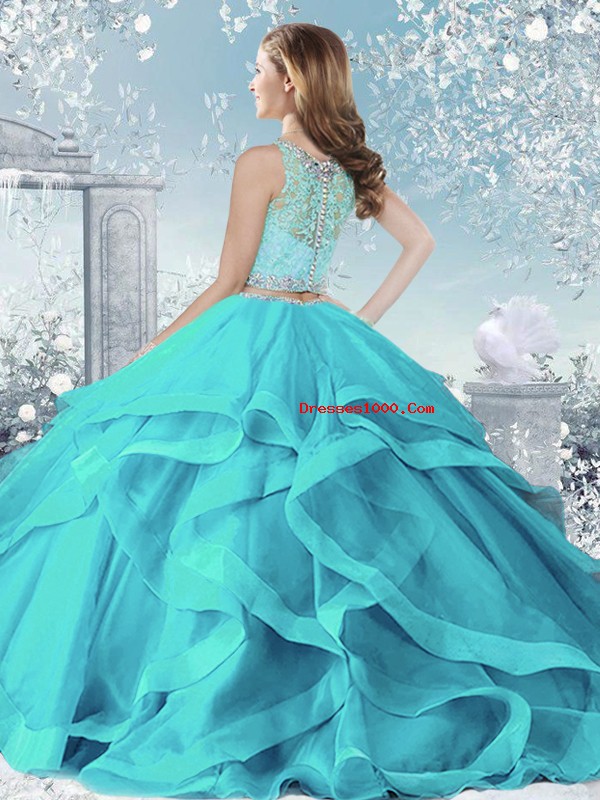 Flirting Beading and Ruffles 15 Quinceanera Dress Fuchsia Clasp Handle Sleeveless Floor Length