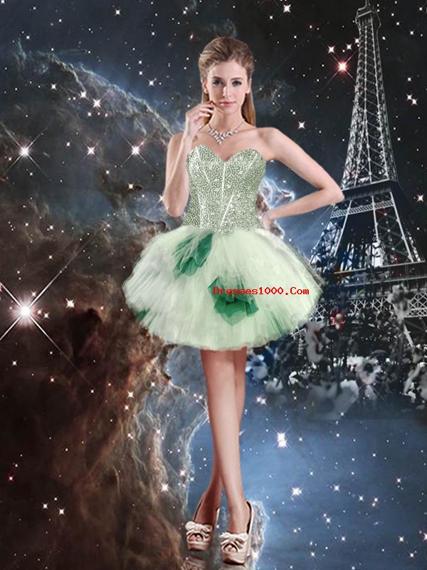 Sweetheart Sleeveless Ball Gown Prom Dress Floor Length Beading and Ruffled Layers and Sequins Multi-color Tulle