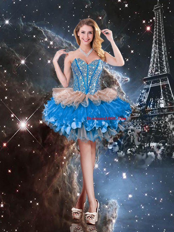 Sleeveless Lace Up Floor Length Beading and Ruffles and Ruffled Layers Sweet 16 Dresses