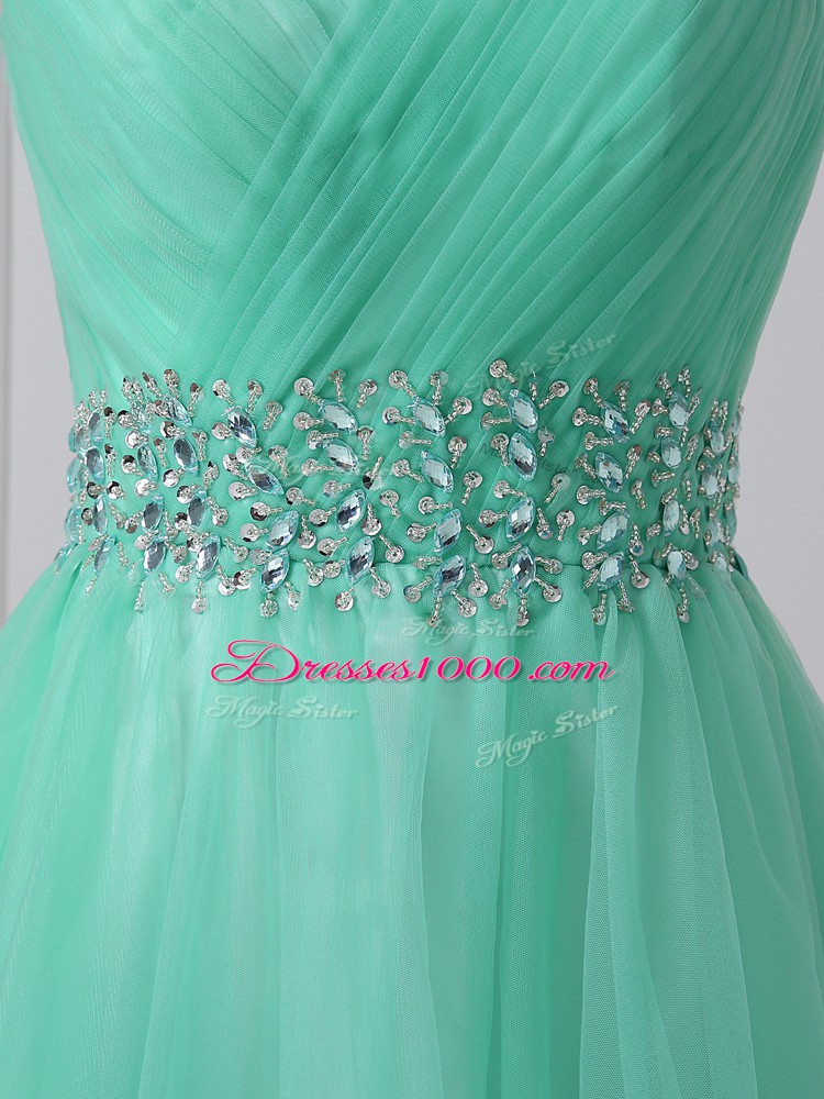 Free and Easy Apple Green Sleeveless Organza Lace Up Homecoming Gowns for Prom and Party and Sweet 16