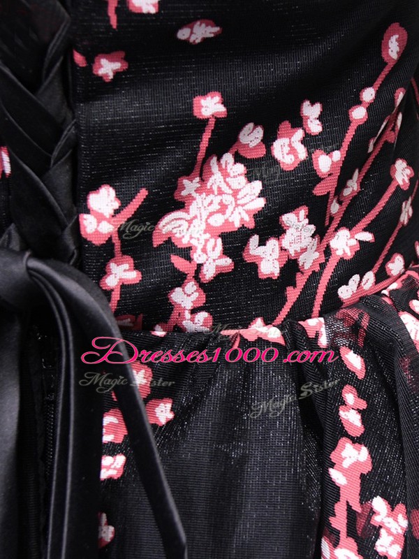 Knee Length Black Homecoming Dress Off The Shoulder Sleeveless Lace Up