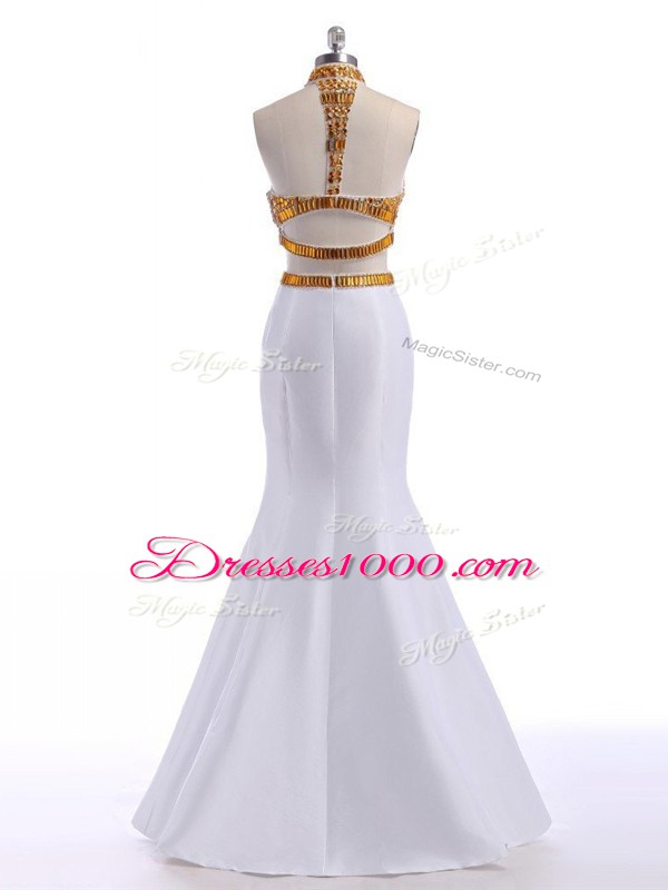 Halter Top Sleeveless Satin Beading Criss Cross