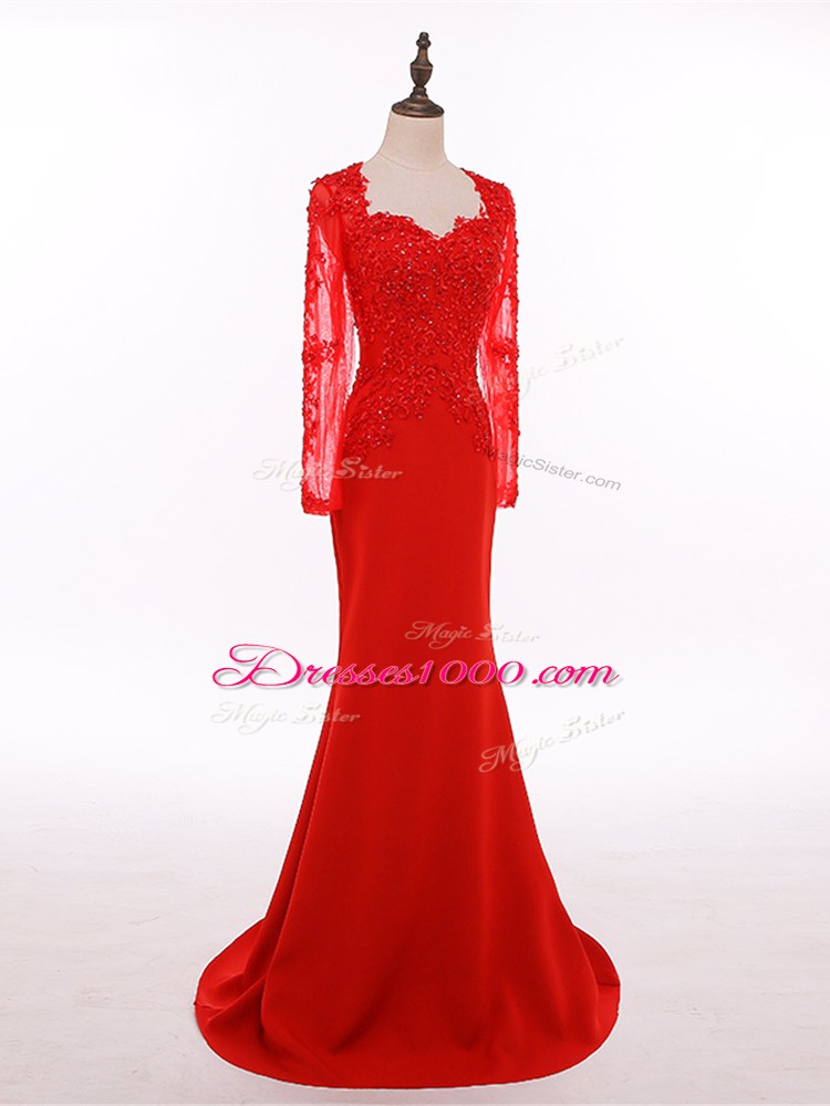 Chiffon Long Sleeves Floor Length Mother of Bride Dresses and Lace and Appliques