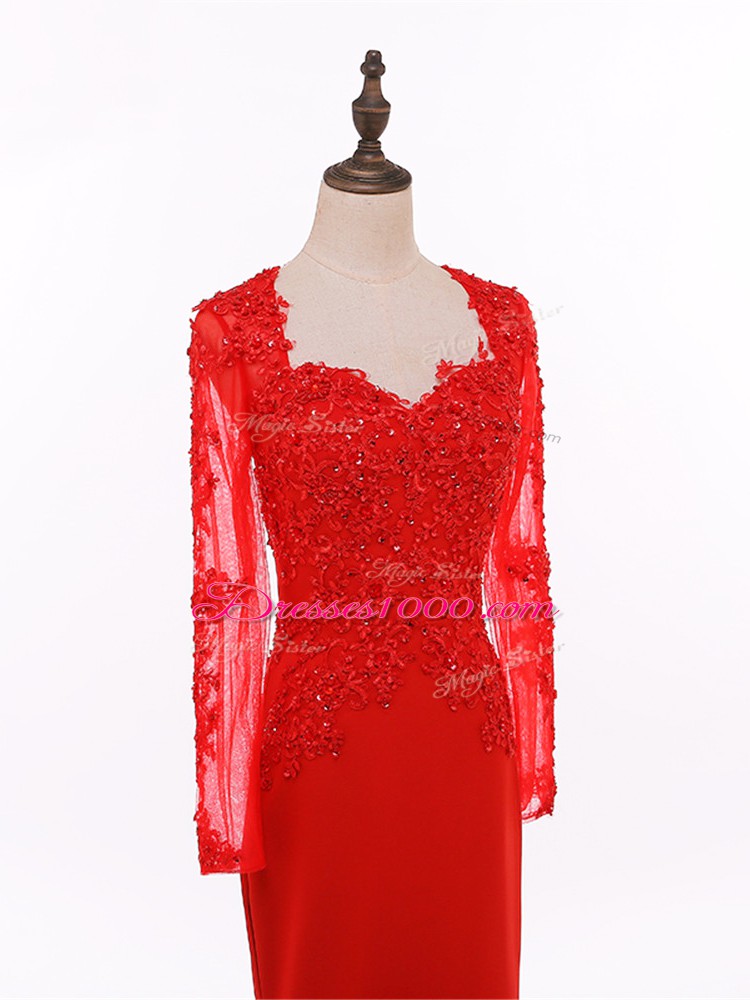 Chiffon Long Sleeves Floor Length Mother of Bride Dresses and Lace and Appliques