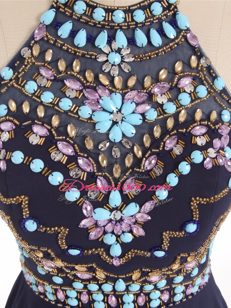 Excellent Sleeveless High Low Beading Side Zipper with Black