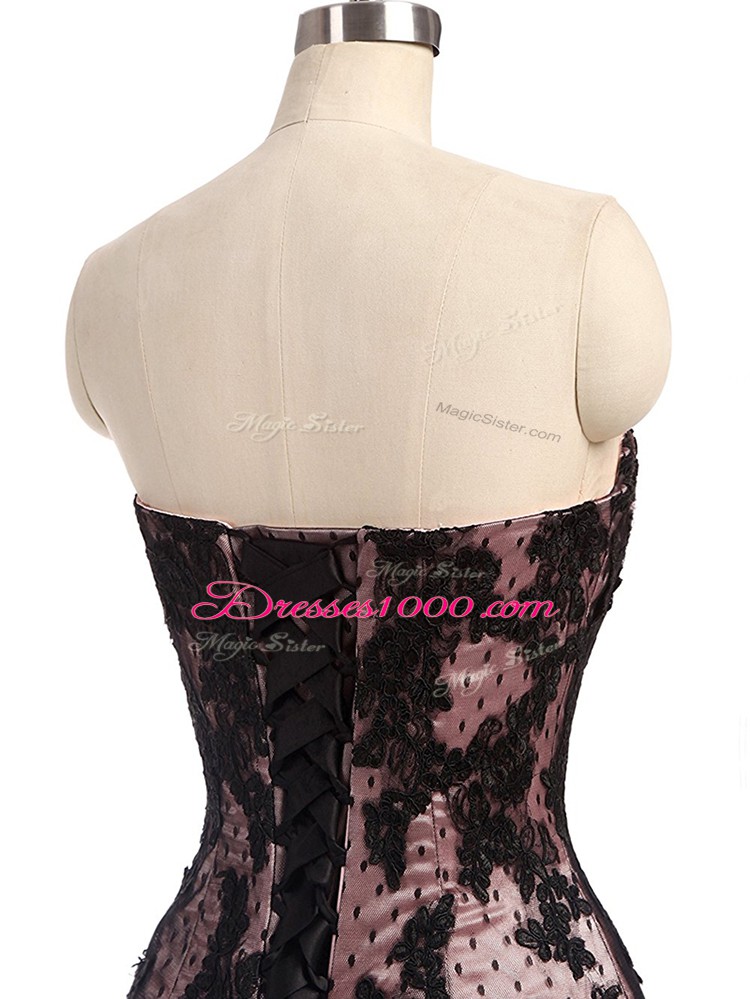Elegant Black Evening Dress Prom and Military Ball and Sweet 16 with Lace and Appliques Sweetheart Sleeveless Brush Train Lace Up