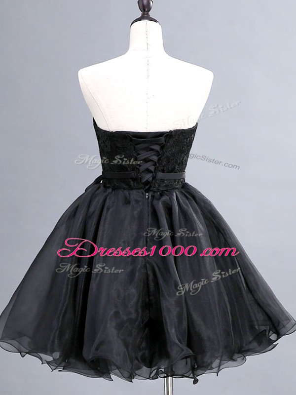 Hot Sale Black Sweetheart Lace Up Lace and Sashes ribbons Homecoming Dress Sleeveless