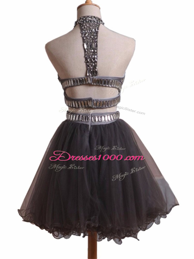 Black Sleeveless Beading Mini Length Prom Party Dress
