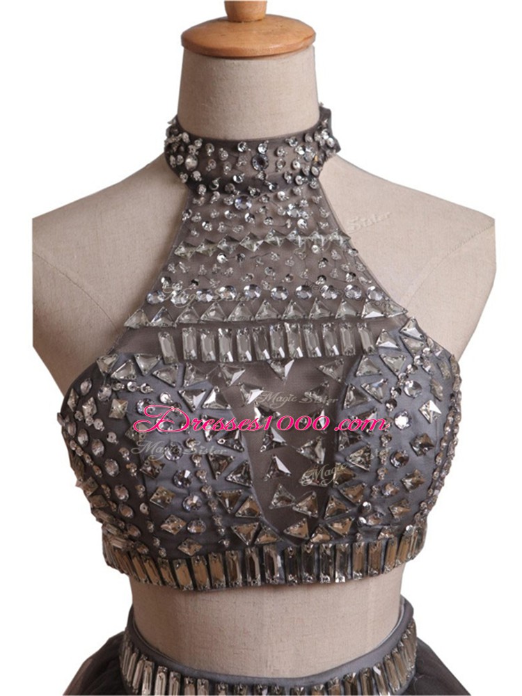 Black Sleeveless Beading Mini Length Prom Party Dress