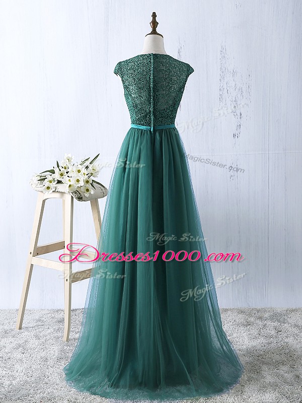 Green Prom Party Dress Tulle Sleeveless Beading