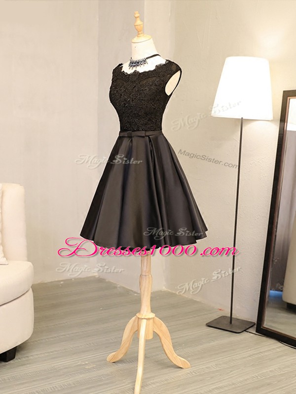 Inexpensive Black Sleeveless Lace and Appliques Mini Length Prom Dress