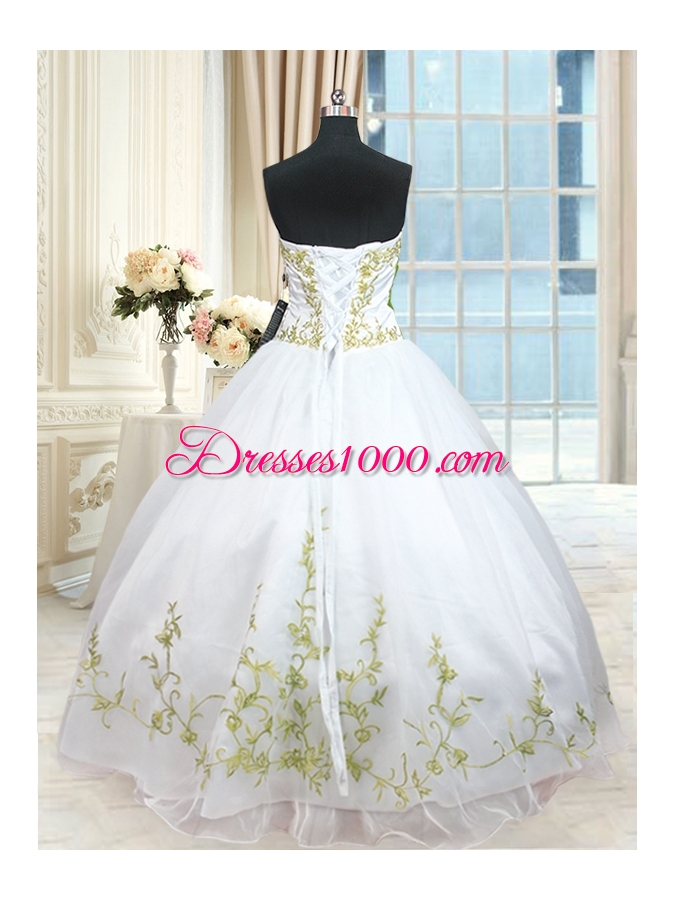 Sweetheart Sleeveless Organza 15th Birthday Dress Embroidery and Sashes|ribbons Lace Up