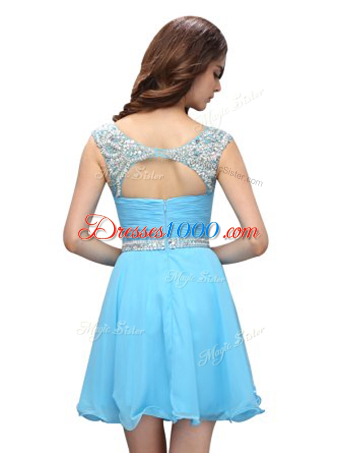 Scoop Sleeveless Beading Zipper Prom Dresses