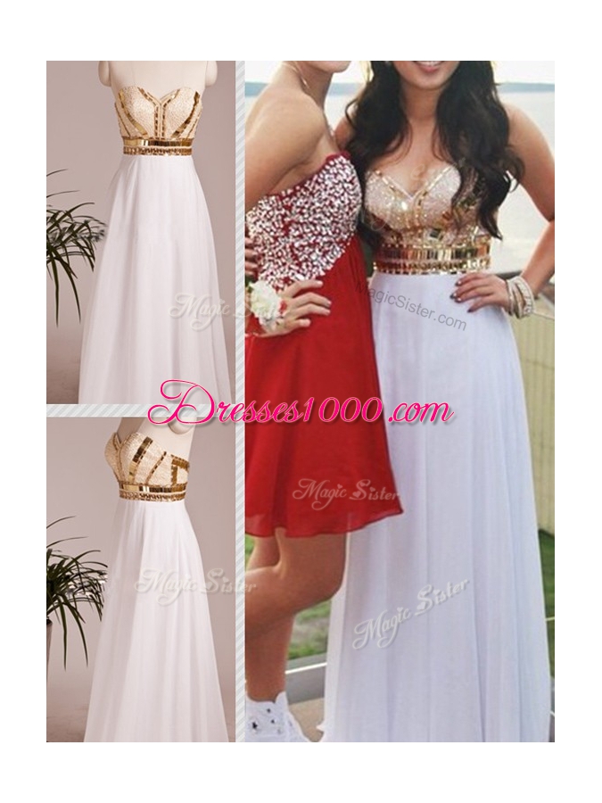 Sweetheart Sleeveless Chiffon Evening Dress Beading Zipper