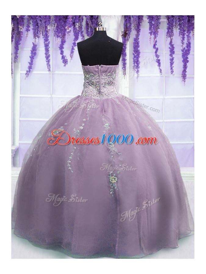 Chic Ball Gowns Sweet 16 Quinceanera Dress Lilac Sweetheart Organza Sleeveless Floor Length Zipper