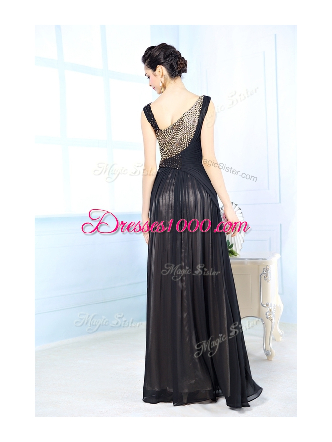 Hot Selling Black Sleeveless Chiffon Side Zipper Prom Dresses for Prom and Party