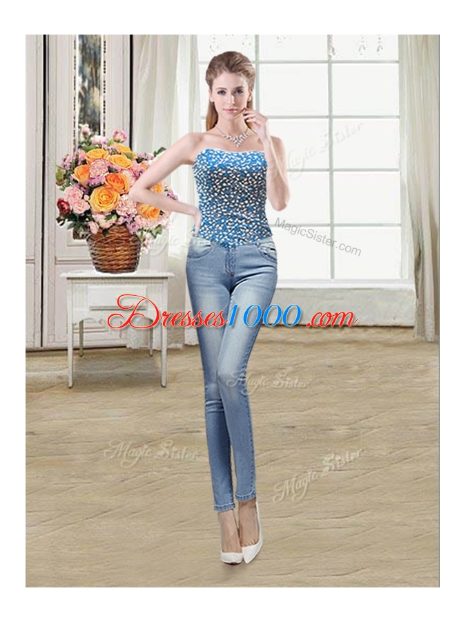 Classical Four Piece Teal Sleeveless Floor Length Beading Lace Up Ball Gown Prom Dress