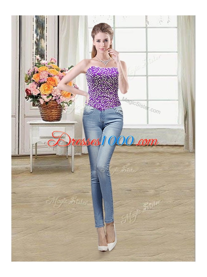 Extravagant Four Piece Purple Ball Gowns Sweetheart Sleeveless Tulle Floor Length Lace Up Beading Quinceanera Gown