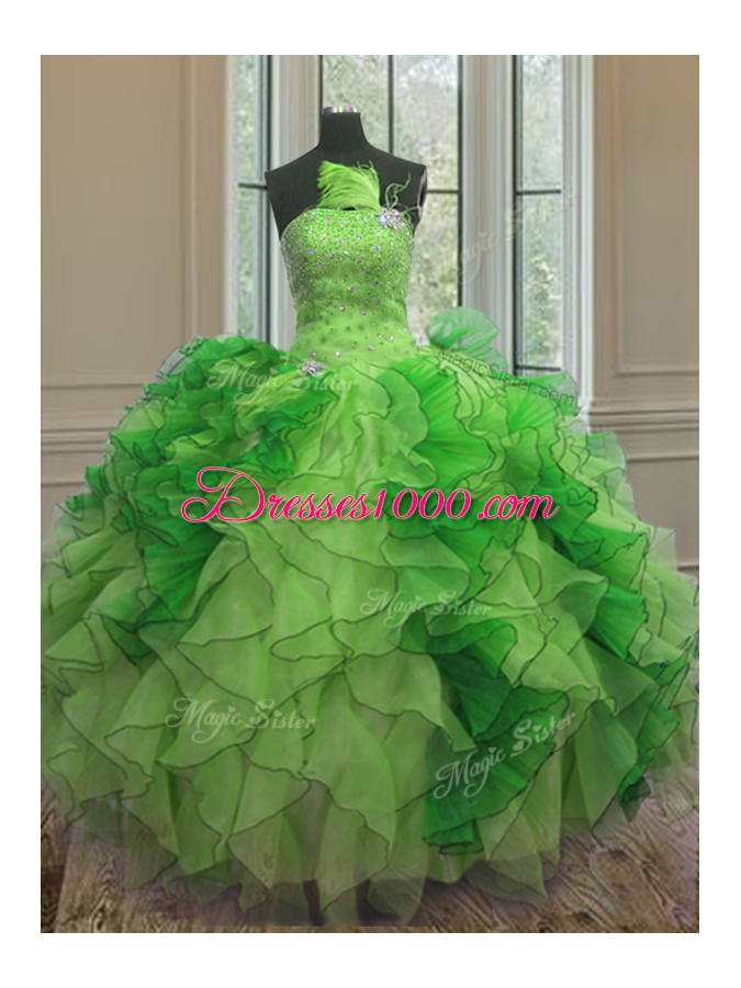 Multi-color Sleeveless Organza Lace Up Sweet 16 Quinceanera Dress for Military Ball and Sweet 16 and Quinceanera