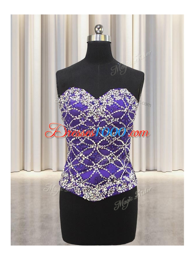 Trendy Three Piece Sweetheart Sleeveless Tulle 15 Quinceanera Dress Beading and Sequins Lace Up