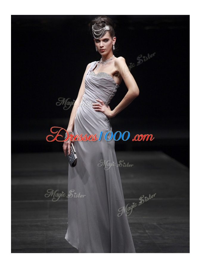 Customized Floor Length Silver Evening Dress Sweetheart Sleeveless Side Zipper