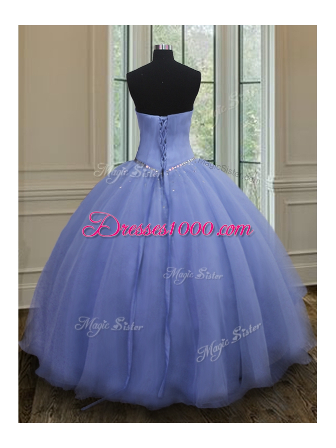 Lavender 15th Birthday Dress Military Ball and Sweet 16 and Quinceanera and For with Beading Sweetheart Sleeveless Lace Up