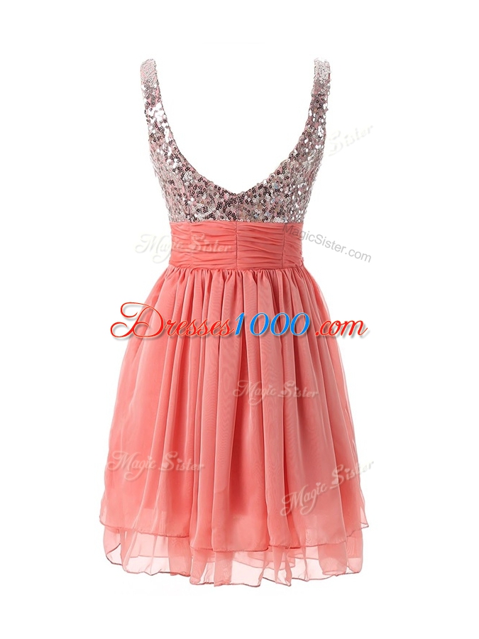 Discount Lavender Straps Zipper Beading Teens Party Dress Sleeveless