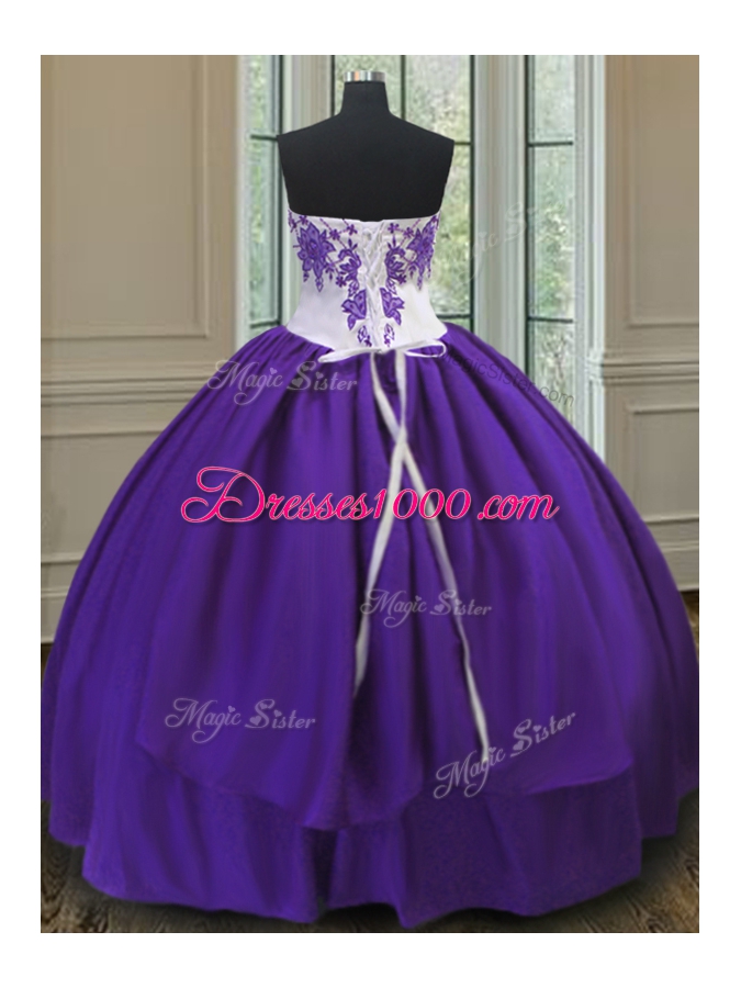 Fabulous Eggplant Purple 15th Birthday Dress Military Ball and Sweet 16 and Quinceanera and For with Beading Sweetheart Sleeveless Lace Up
