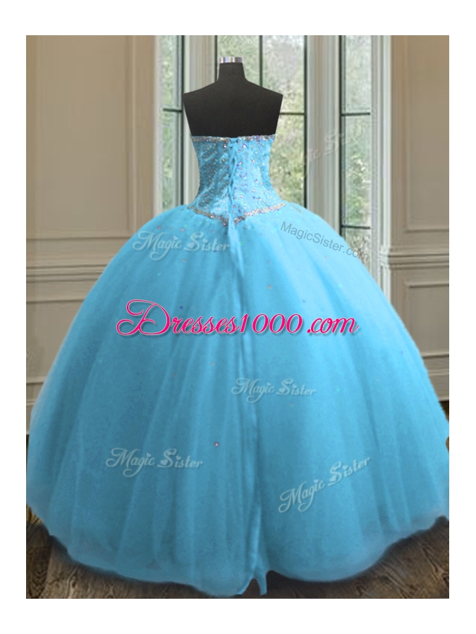 Sleeveless Beading and Sequins Lace Up Quince Ball Gowns