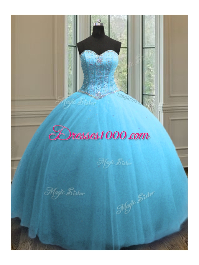 Sleeveless Beading and Sequins Lace Up Quince Ball Gowns