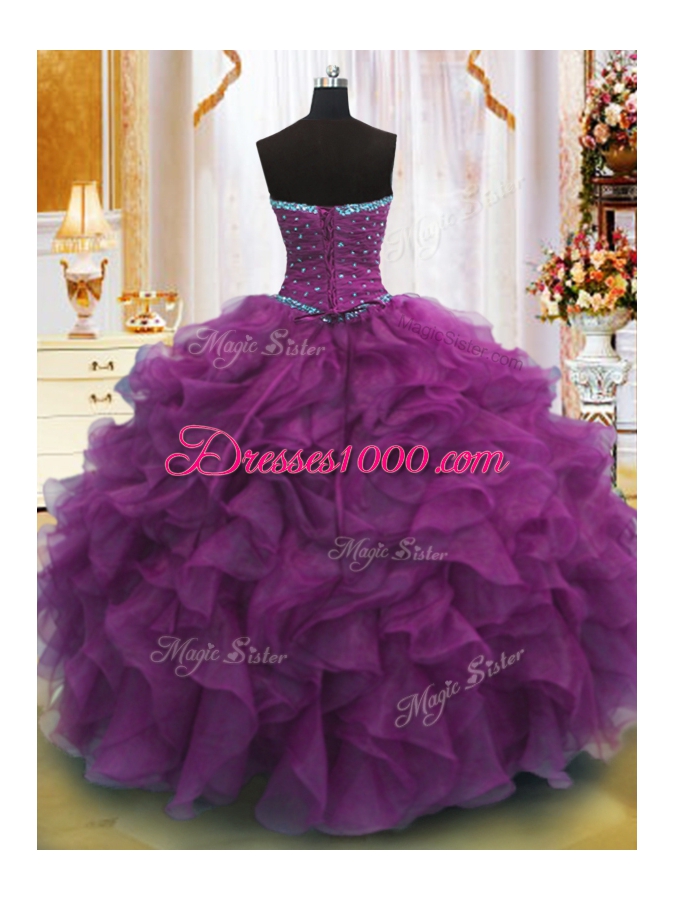 Fantastic Organza Sleeveless Floor Length Vestidos de Quinceanera and Beading and Ruffles