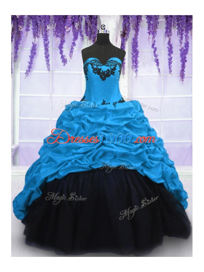 Sleeveless Sweep Train Appliques and Pick Ups Lace Up Sweet 16 Dresses