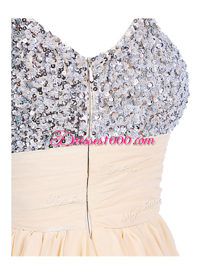 Chiffon Sweetheart Sleeveless Zipper Beading and Ruching Womens Evening Dresses in Apple Green