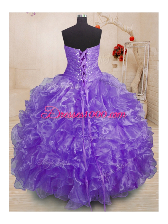 Best Lavender Sweetheart Lace Up Beading and Ruffles 15 Quinceanera Dress Sleeveless