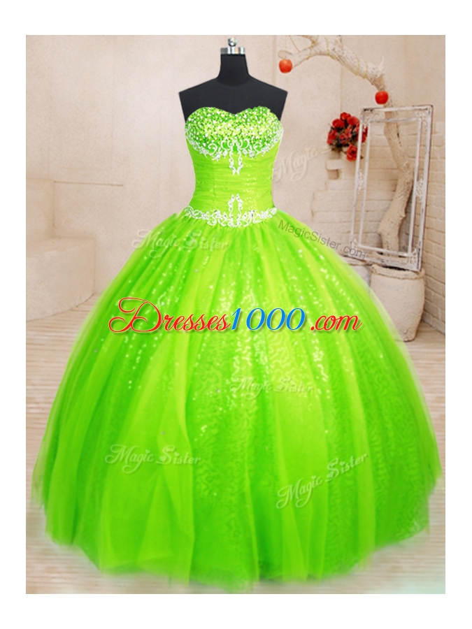Great Floor Length Quince Ball Gowns Sweetheart Sleeveless Lace Up