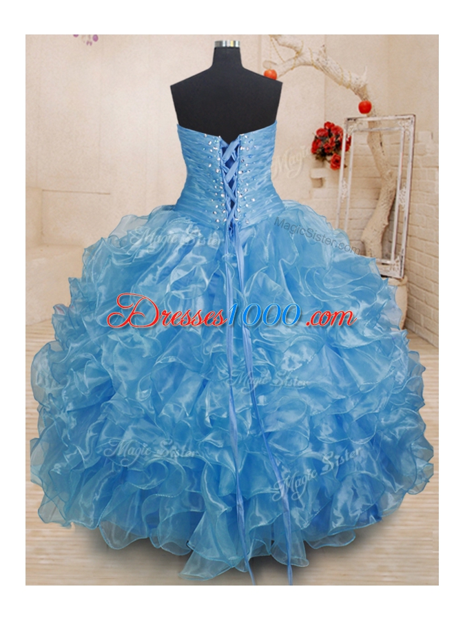 New Arrival Sleeveless Beading and Ruffles Lace Up Sweet 16 Dresses