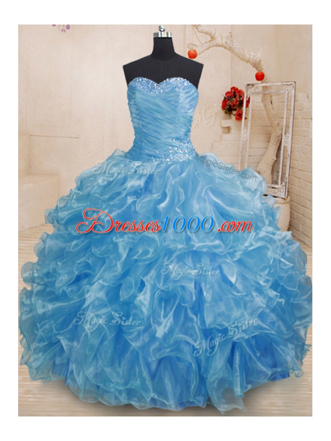New Arrival Sleeveless Beading and Ruffles Lace Up Sweet 16 Dresses